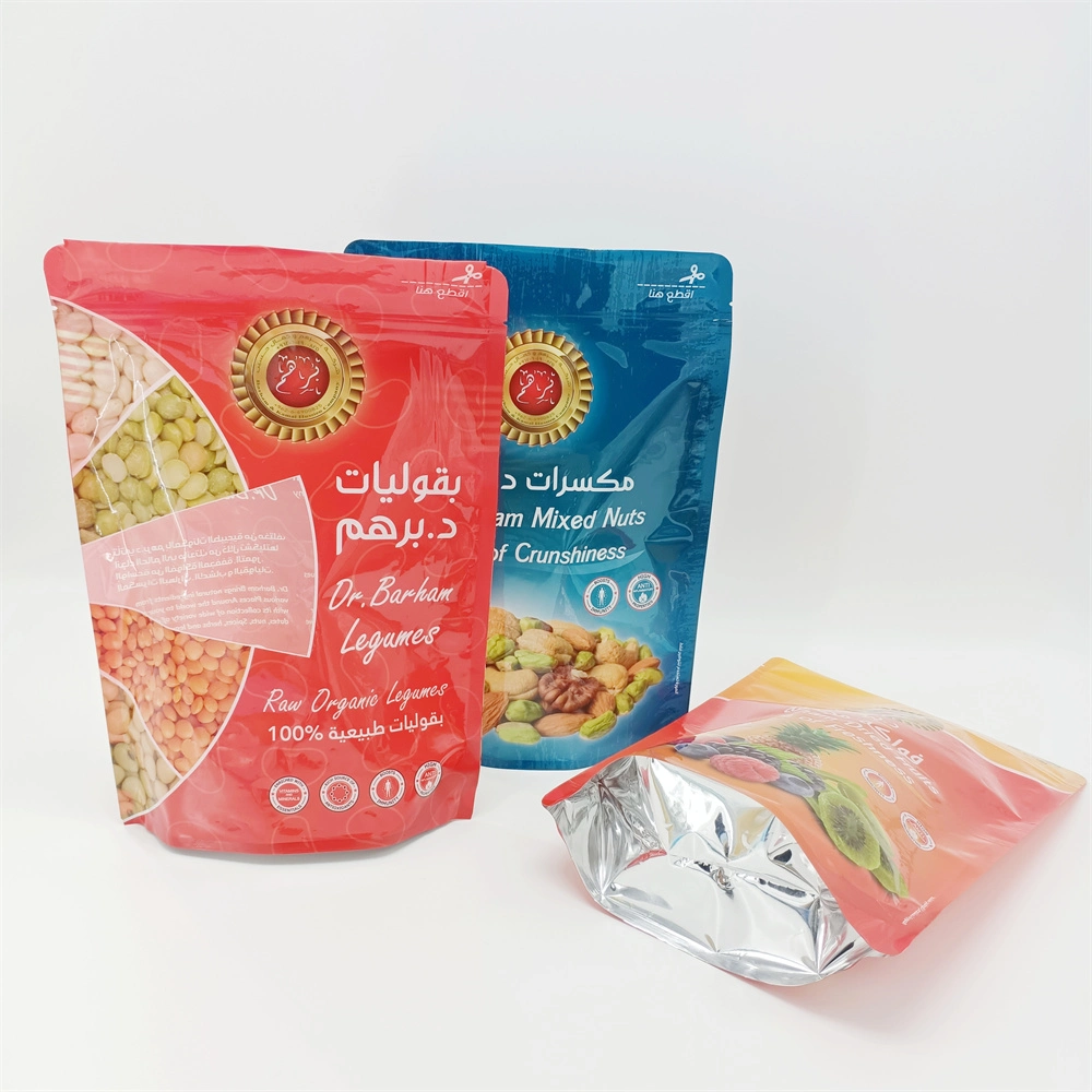 Sacchetto Stand up Custom Printed Food Grade Ziplock Snack Custom Plastic Pouch Packaging Food Packing Bag