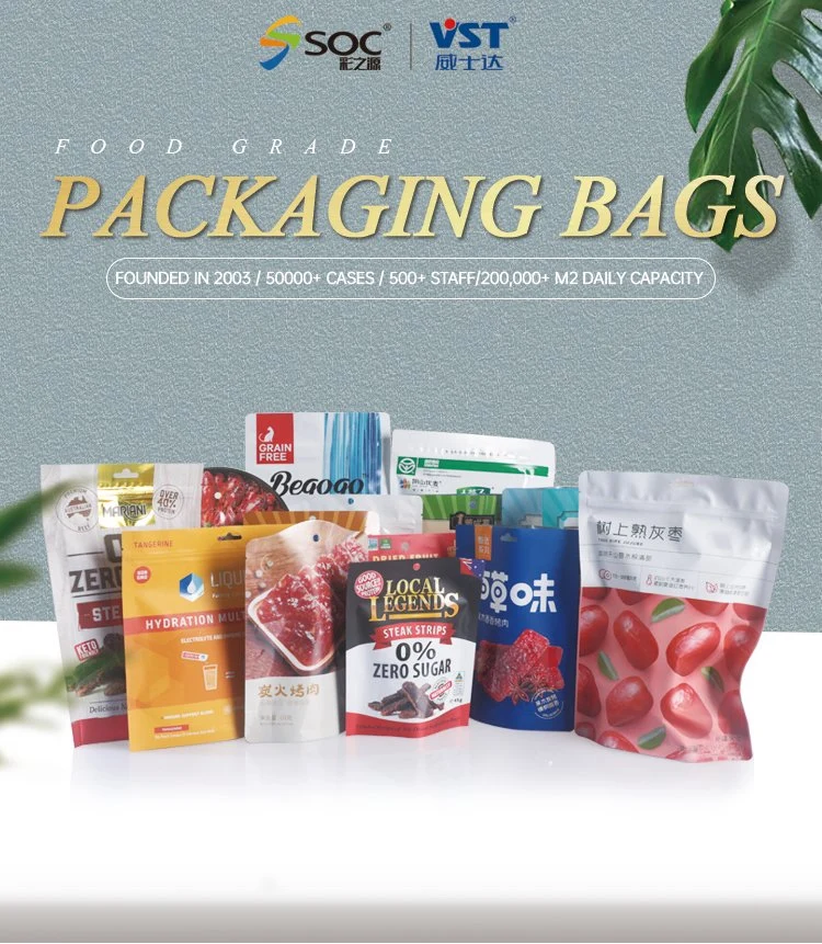 Custom Coconut Plastic Bag Dried Fruit Mango Banana Chips Snacks Aluminum Foil Food Stand Bag with Zipper Paper Bags