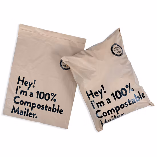 Biologisch abbaubares, kompostierbares Logo, bedruckt, klein, kostenlose Bekleidung, individuell kompostierbare Versandtasche aus schwarzem Poly-Kunststoff für Kleidung, Versandverpackung, PLA, Pbat, Maisstärke