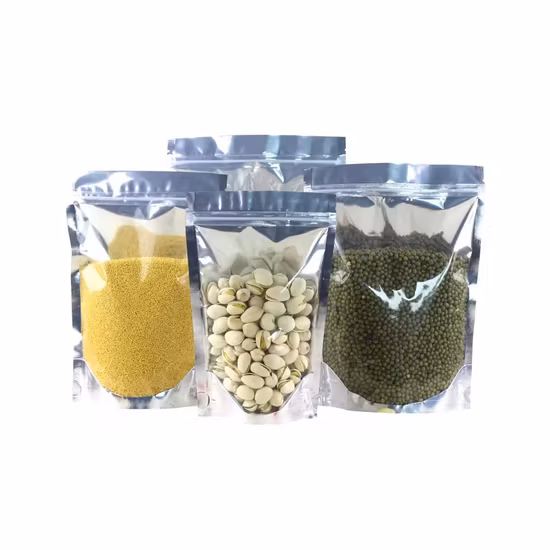 Maßgeschneiderte und vorrätige Verpackung, wiederverschließbarer Standbodenbeutel, Kunststoff-Mylar-Beutel mit Reißverschluss, individuell geformte Mylar-Beutel mit Fenster